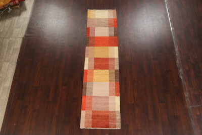 Isabelline Modern Gabbeh Oriental Runner Rug 3x10