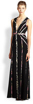 Thumbnail for your product : BCBGMAXAZRIA Print-Trimmed Gown