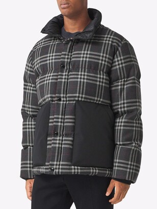 Burberry Check Down-Filled Wool Jacket