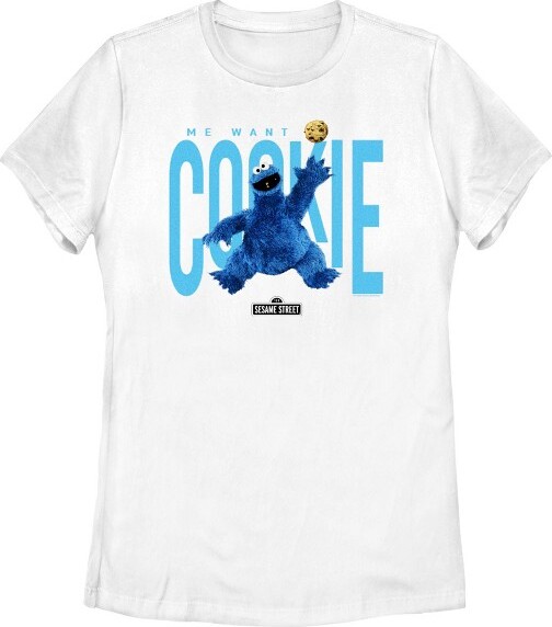 Sesame Street Women'sSesameStreetMeWantCookieT-Shirt-White-2XLarge