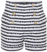 Thumbnail for your product : Balmain High-rise striped cotton shorts