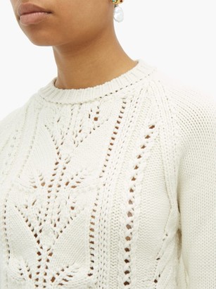 Brock Collection Pointelle Cable-knit Wool-blend Sweater - Ivory