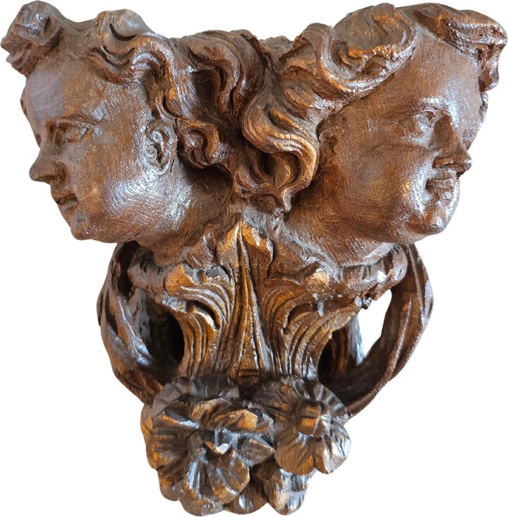 1stDibs 18th Century German Baroque Architectural Putti Bust Wall Shelf Carving