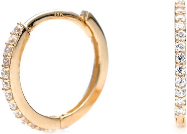 Etsy Huggie Hoop Earrings 0.15 Tcw Round Vvs1 Created Diamond Simulants Solid 14K Yellow White Or Rose Gold Sterling Silver 925