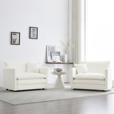 Latitude Run Luxurious Set Of 2 Chenille Armchairs For Living Room Enhancing Comfort And Style.