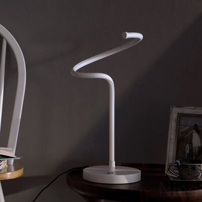 Wrought Studio Table Lamp - 19-Inch Led Matte White Curvilinear S-Curve Spiral Tube Led