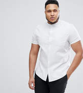 Thumbnail for your product : ASOS Design Plus Stretch Slim Oxford Stripe Shirt With Grandad Collar
