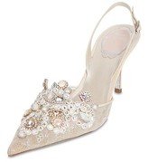 Thumbnail for your product : Rene Caovilla 75mm Embellished Lace Slingback Pumps