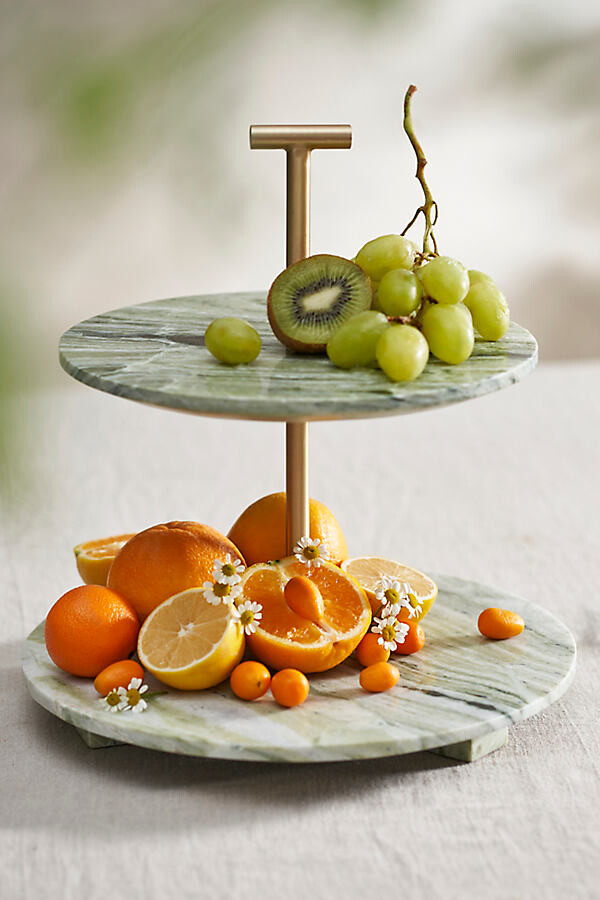 Green Marble Serving Stand at Terrain