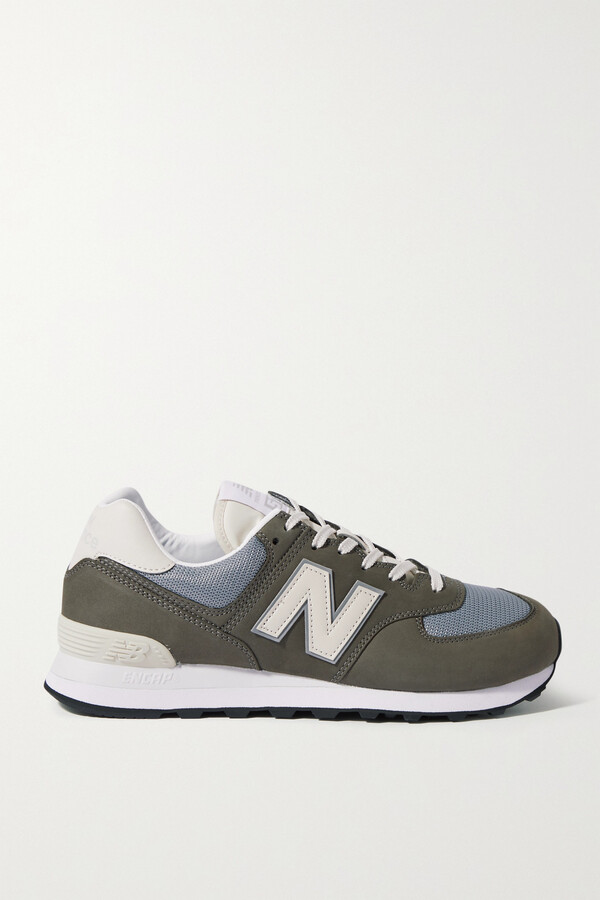 New Balance 574 Leather-trimmed Suede And Mesh Sneakers - Gray - ShopStyle