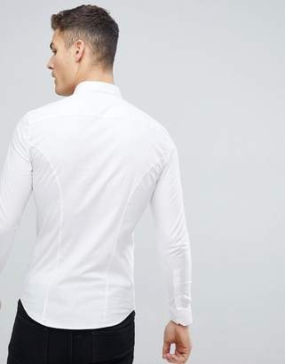 Jack Wills Hinton Skinny Fit Poplin Stretch Shirt in White