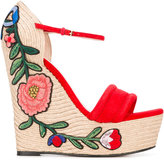 Gucci - embroidered platform espadrille sandals - women - Cuir - 39