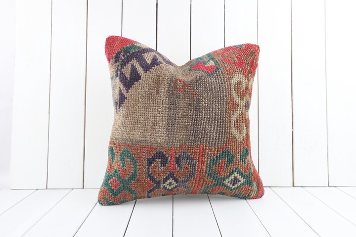 Farmhouse Kilim Pillow, Handmade Decorative Bohemian Floor Pillow Case, Throw Cover, Cushion Cover