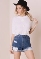 Thumbnail for your product : Missy Empire Maja Blue Denim Distressed High Waisted Shorts