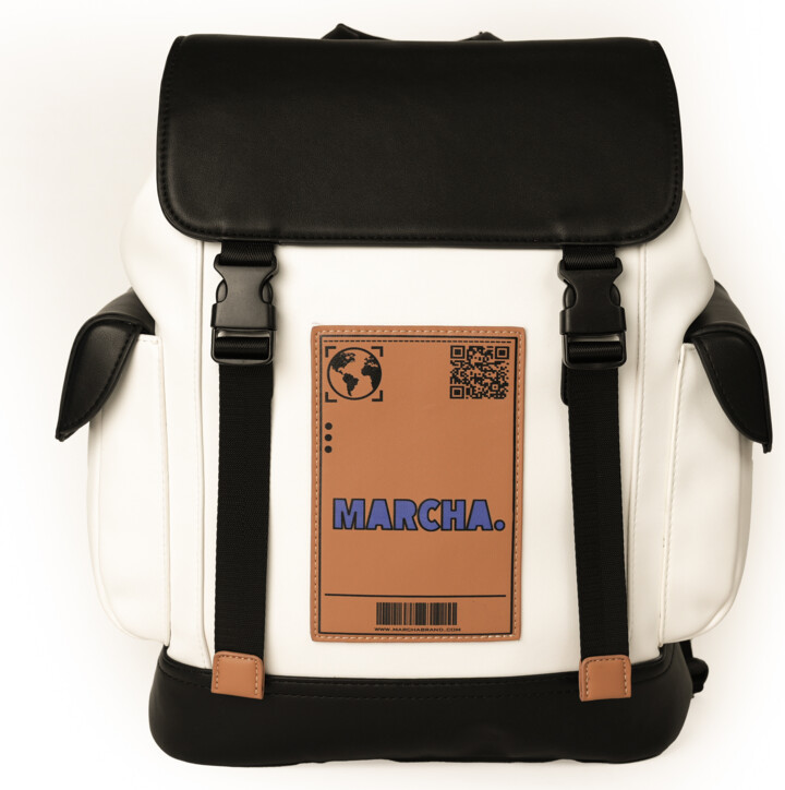 Marcha Backpack – White & Black