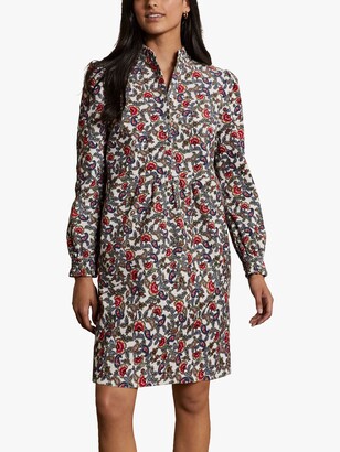 Boden Ruffle Neck Floral Cord Mini Dress, Ivory - ShopStyle