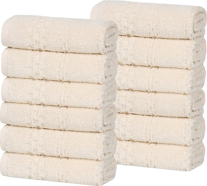 Superior Set Of 12 Playa Zero Twist Cotton Solid Waffle Textured Washcloths