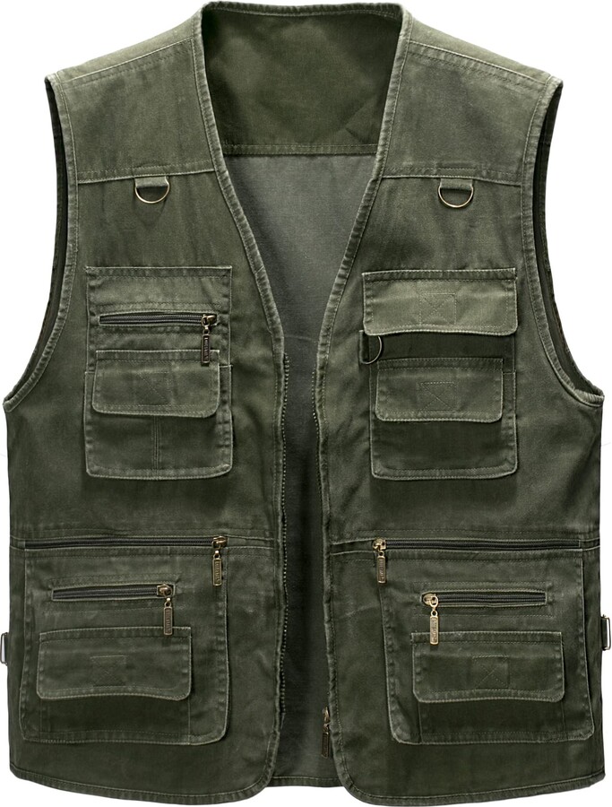 Oralidera Mens Outdoor Fishing Vest Cotton Multi Pockets Gilets Casual  Sleeveless Jackets Tops Camping Hunting Photography Vest Waistcoat -  ShopStyle