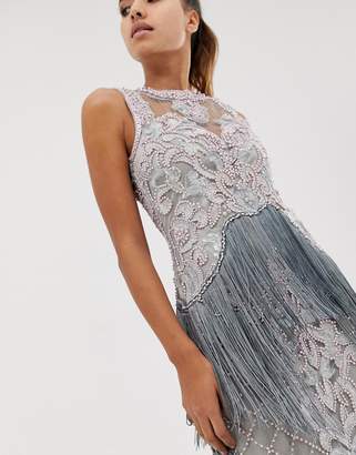 Starry Eyed heavily embellished midi dress with tassel detail