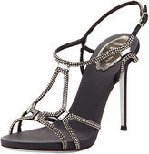 Thumbnail for your product : Rene Caovilla High-Heel Slingback Sandal with Crystals, Black/Silver