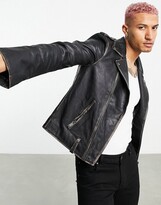 Bolongaro trevor biker leather jacket in antique finish Clearance
