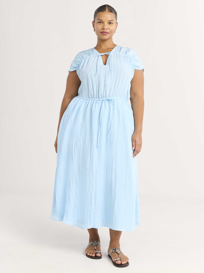 Scoop Women’s V-Neck Crinkle Midi Dress, Sizes XS-4X