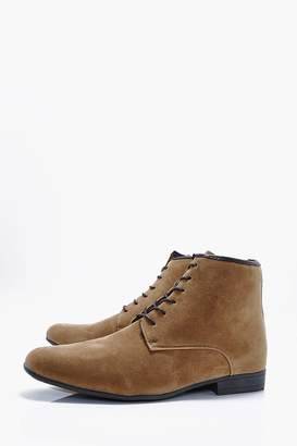 boohoo Faux Suede Lace Up Boots
