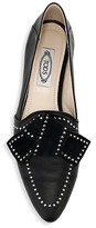 Thumbnail for your product : Tod's Studded Bow Leather Ballet Flats