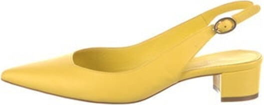 Mansur Gavriel Leather Slingback Flats Yellow Pointed-Toes Buckle Closure at Ankles Includes Box Unfortunately due to restrictions this item may not be eligible for shipping in all areas.
