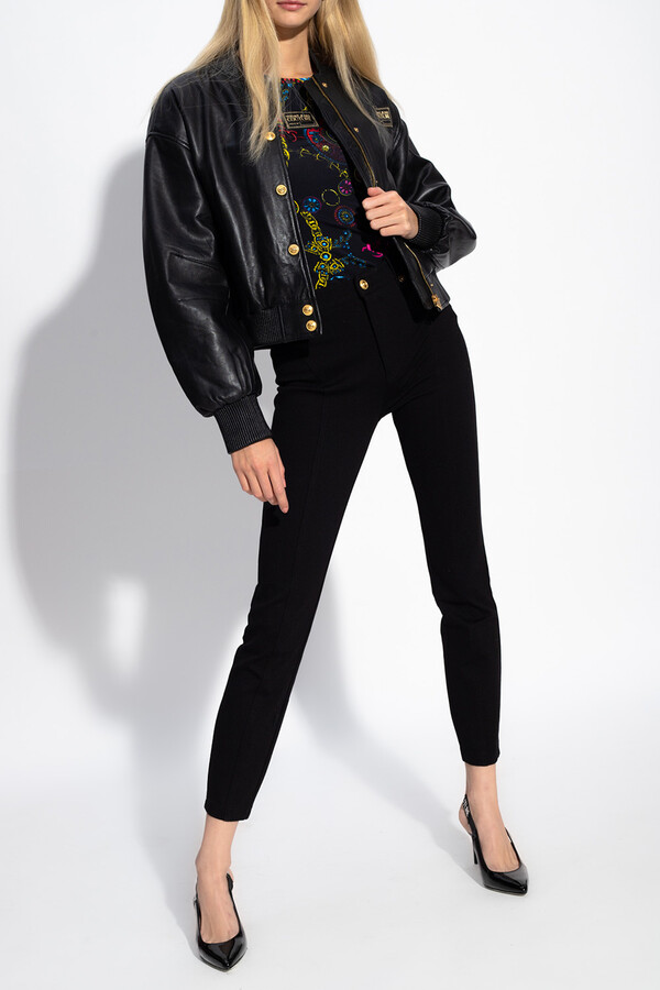 Versace Jeans Couture Bomber Jacket With Logo Women's Black - ShopStyle
