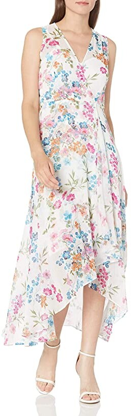 Calvin klein women's chiffon sleeveless v neck maxi dress Clearance