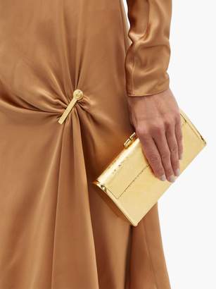 Versace Draped Safety-pinned Satin Midi Dress - Womens - Brown