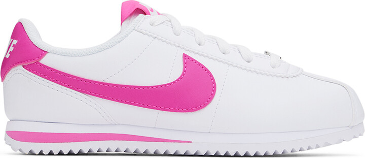 Nike Kids White & Pink Cortez Sneakers
