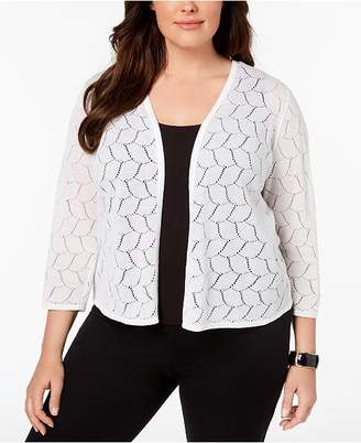 Charter Club Plus Size Patterned-Knit Cardigan, Created for Macy's