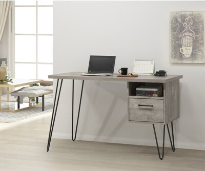 17 Stories Grey Oak Desk