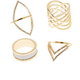 Charlotte Russe Plus Size Embellished Caged Rings - 4 Pack