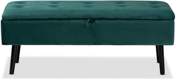 Baxton Studio Caine Green and Dark Brown Storage Bench (15.9 in. H x 42.5 in. W x 15.7 in. D)
