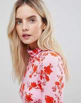 Thumbnail for your product : ASOS Petite Polo Neck Mini Dress With Godets In Floral Print