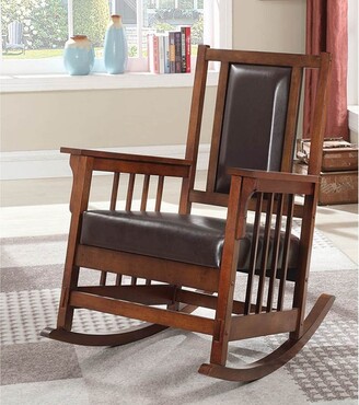 Magnolia Mission Style Brown Leather Upholstered Rocking Chair ...