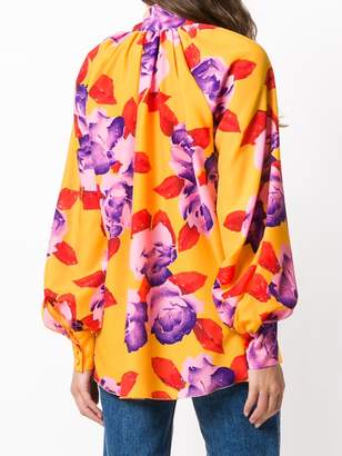 MSGM floral printed tie neck blouse