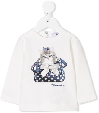 MonnaLisa kitten print longsleeved T-shirt