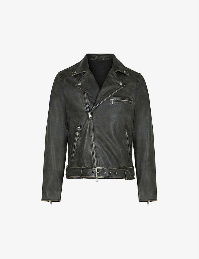AllSaints Hank relaxedfit leather jacket ShopStyle