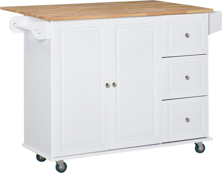 Halifax North America White Kitchen Assistant: Island Cart with Drop Leaf and Storage