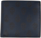 Thumbnail for your product : Alexander McQueen Navy Skull Print 4CC Bifold Wallet