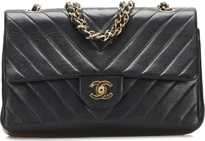 Chanel Pre Owned 1991-1994 Chevron small Double Flap shoulder bag -  ShopStyle
