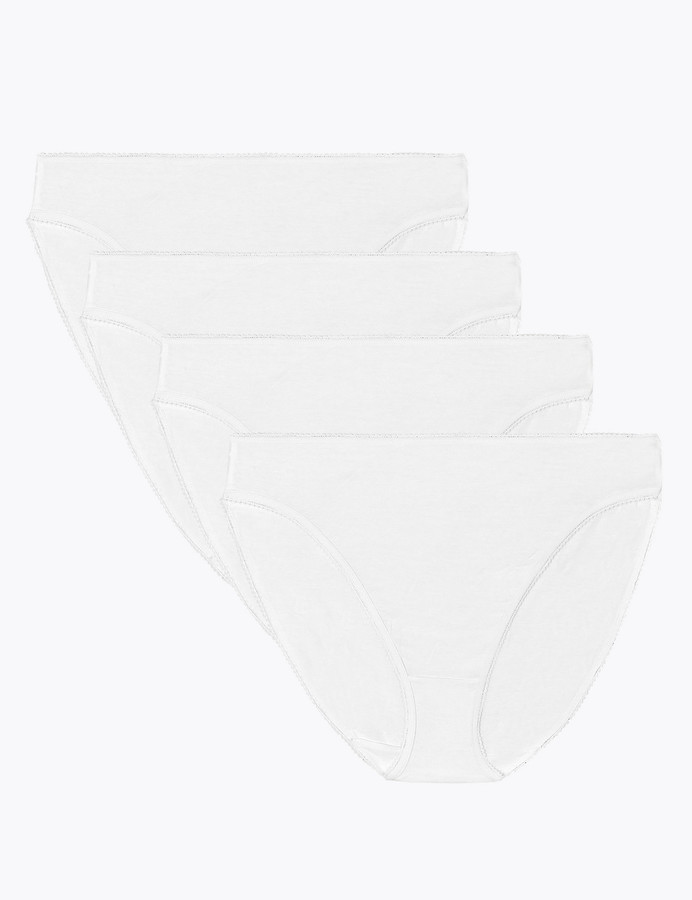 Marks and Spencer 4pk Pure Cotton High Leg Knickers ShopStyle