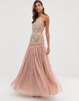 Thumbnail for your product : ASOS EDITION meadow floral embroidered & sequin maxi dress with open back