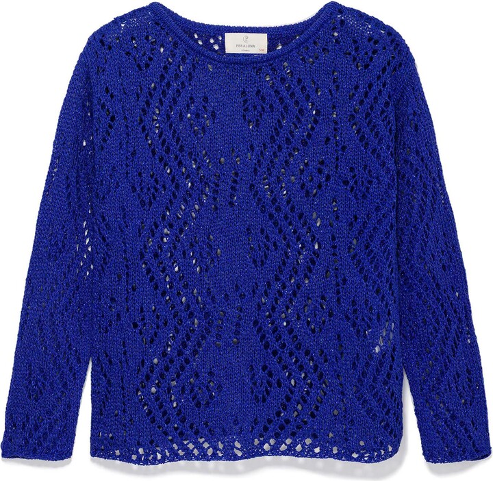 Peraluna Amy Top Openwork Glittery Blouse In Royal Blue