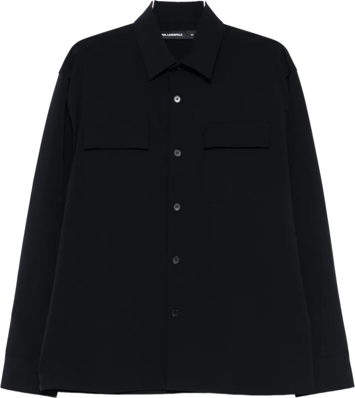Karl Lagerfeld Paris Patch-Pocket Long-Sleeve Shirt