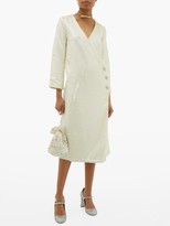 Thumbnail for your product : Ganni Crystal-button Sequinned Wrap Dress - Ivory